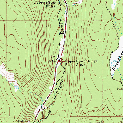 Topographic Map of Upper Provo Bridge Picnic Area, UT