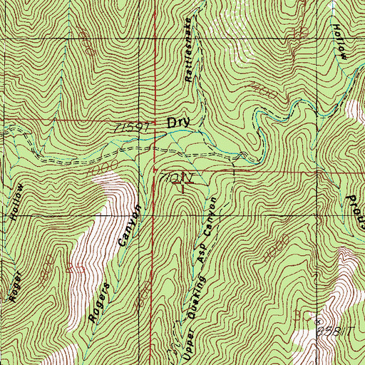Topographic Map of Upper Quaking Asp Canyon, UT