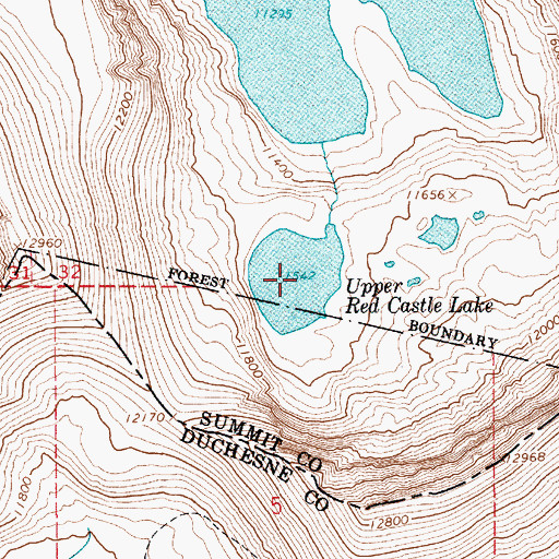 Topographic Map of Upper Red Castle Lake, UT