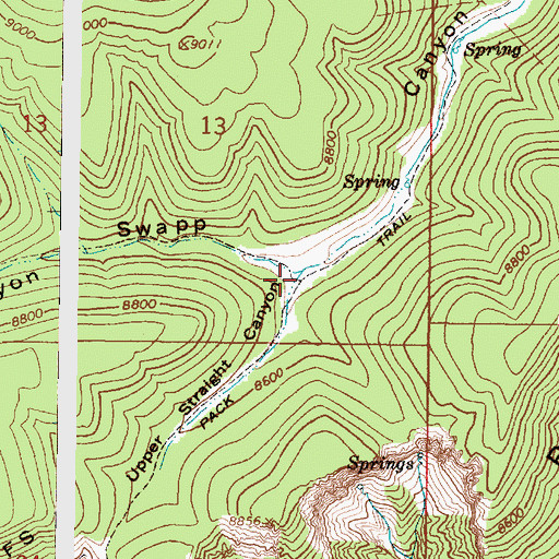 Topographic Map of Upper Straight Canyon, UT