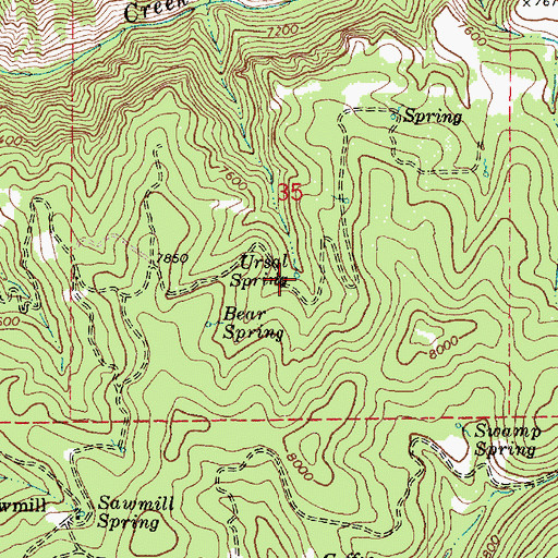 Topographic Map of Ursal Spring, UT