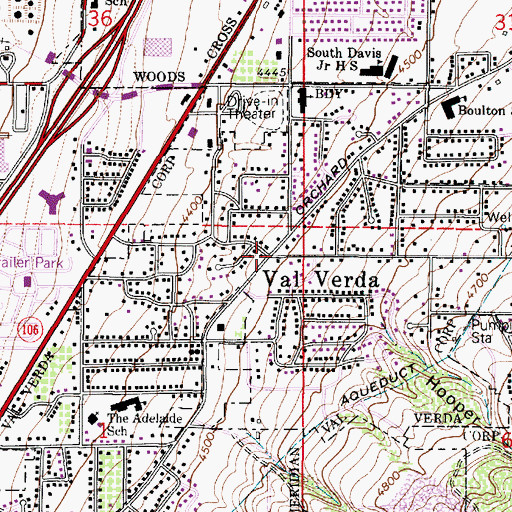 Topographic Map of Val Verda, UT