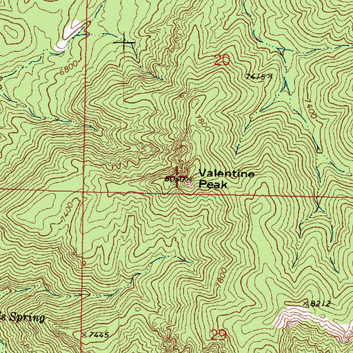 Topographic Map of Valentine Peak, UT