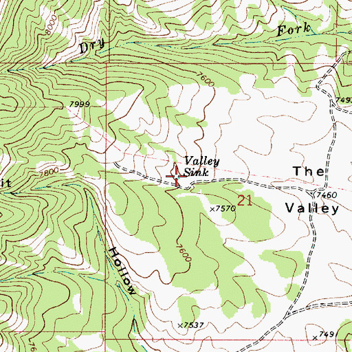 Topographic Map of Valley Sink, UT
