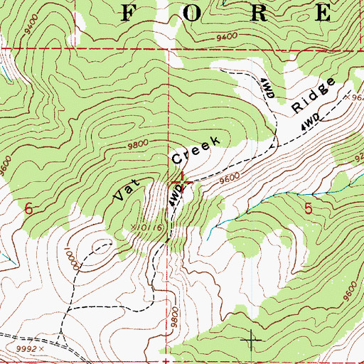 Topographic Map of Vat Creek Ridge, UT