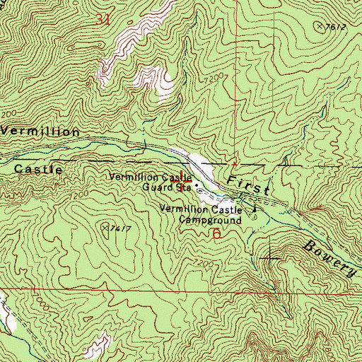 Topographic Map of Vermillion Castle Campground, UT