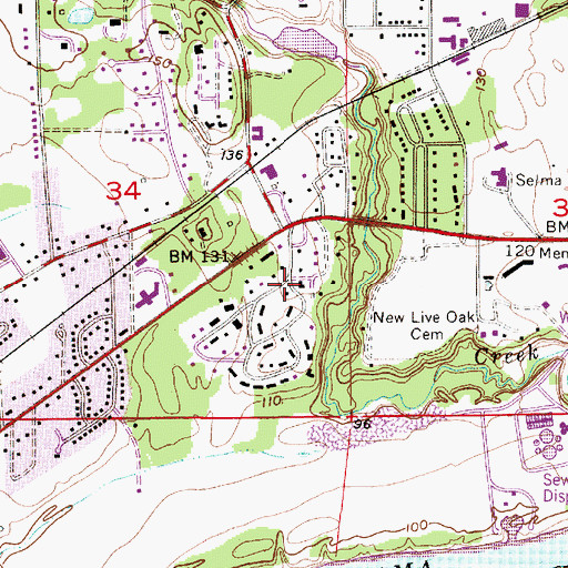 Topographic Map of Sunset Mill Village, AL
