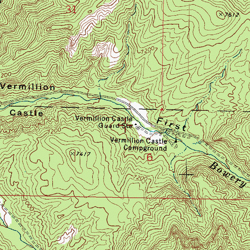 Topographic Map of Vermillion Castle Guard Station, UT