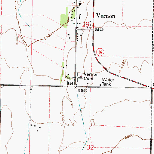 Topographic Map of Vernon Cemetery, UT