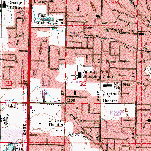 Topographic Map of Victoria Park Shopping Center, UT
