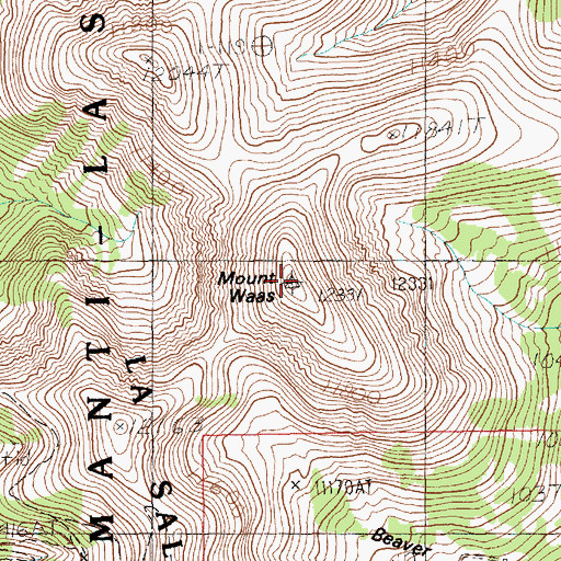 Topographic Map of Mount Waas, UT