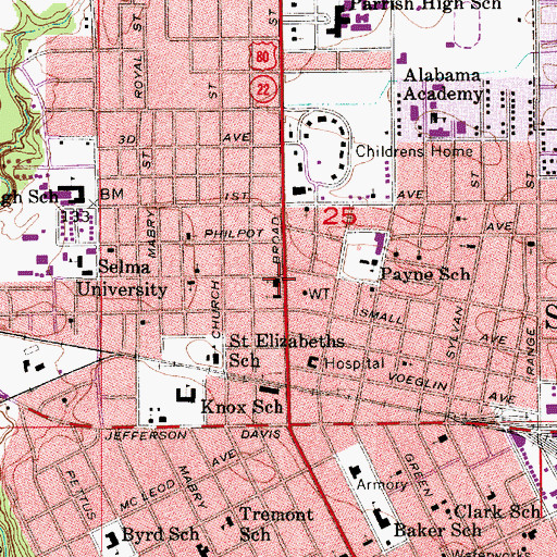 Topographic Map of Tabernacle Baptist Church, AL