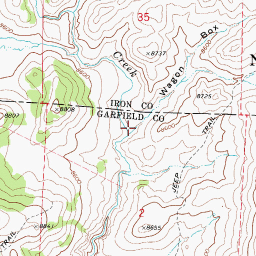 Topographic Map of Wagon Box, UT