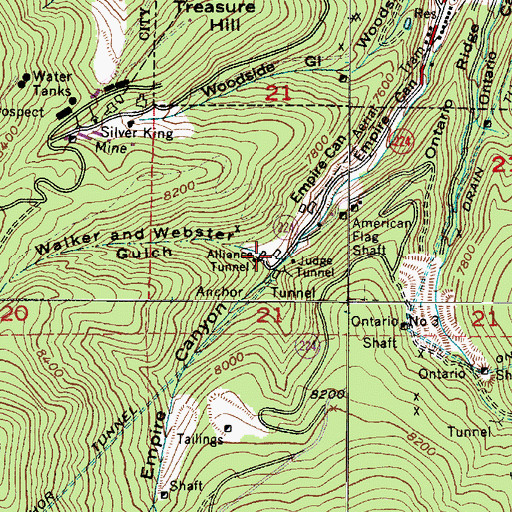 Topographic Map of Walker and Webster Gulch, UT