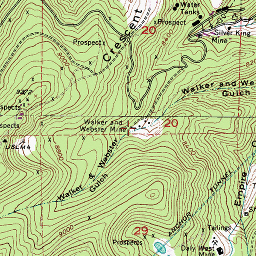 Topographic Map of Walker and Webster Mine, UT