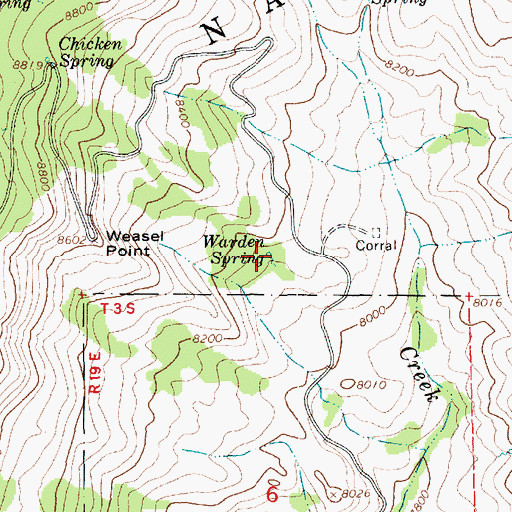 Topographic Map of Warden Spring, UT
