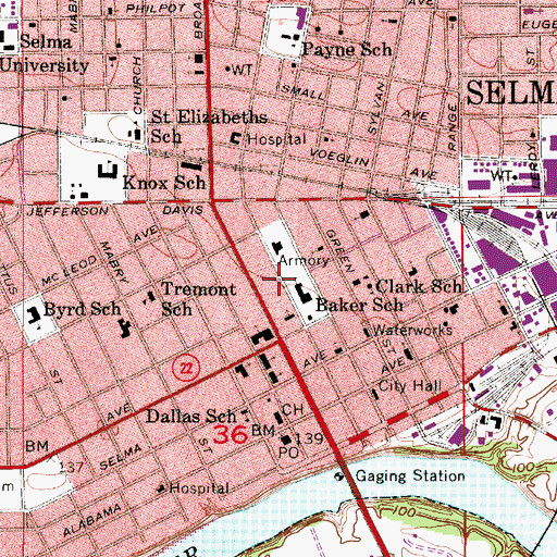 Topographic Map of Temple Mishkan Israel, AL