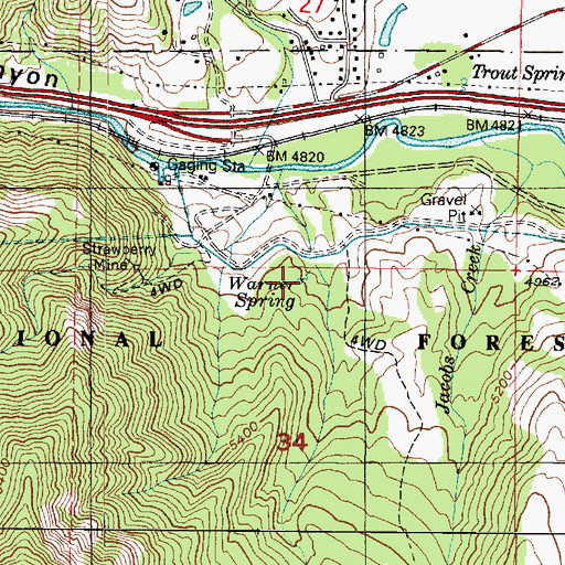 Topographic Map of Warner Spring, UT