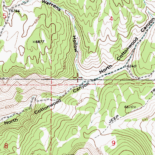 Topographic Map of Warrens Hollow, UT