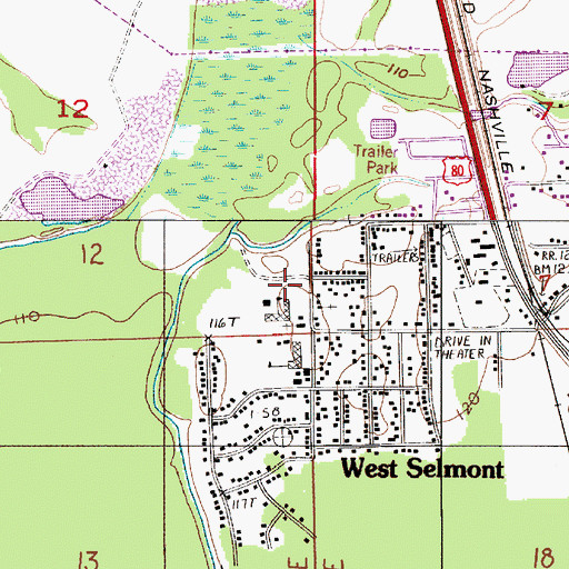 Topographic Map of Dallas County Area Vocational School, AL