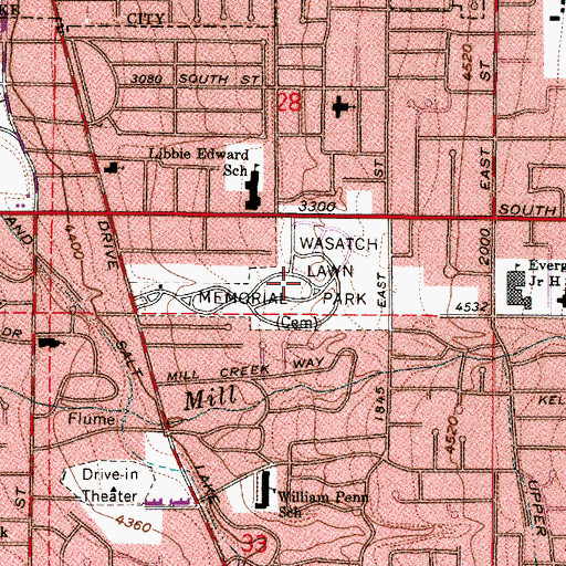 Topographic Map of Wasatch Lawn Memorial Park, UT