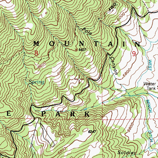 Topographic Map of Wasatch Mountain State Park, UT
