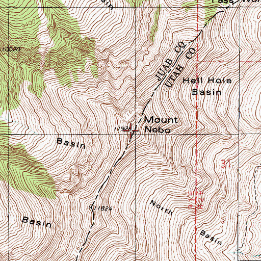 Topographic Map of Wasatch Range, UT