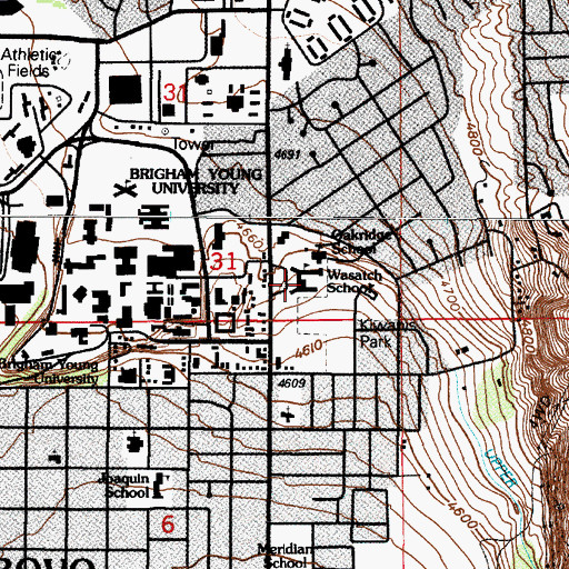 Topographic Map of Wasatch Elementary School, UT