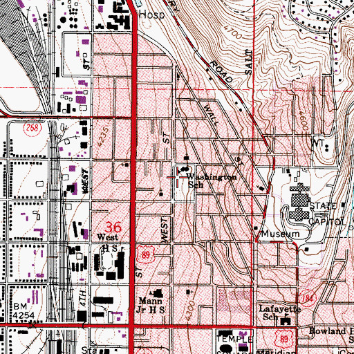 Topographic Map of Washington Elementary School, UT