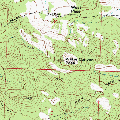 Topographic Map of Water Canyon Peak, UT