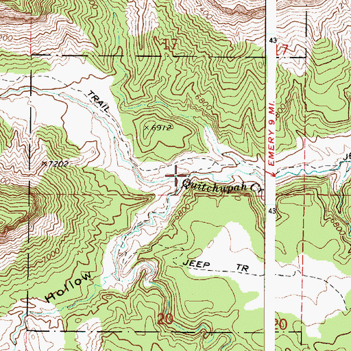 Topographic Map of Water Hollow, UT