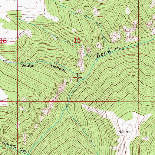 Topographic Map of Water Hollow, UT