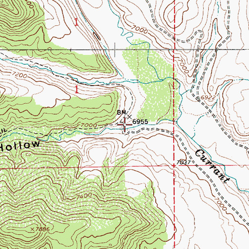 Topographic Map of Water Hollow, UT
