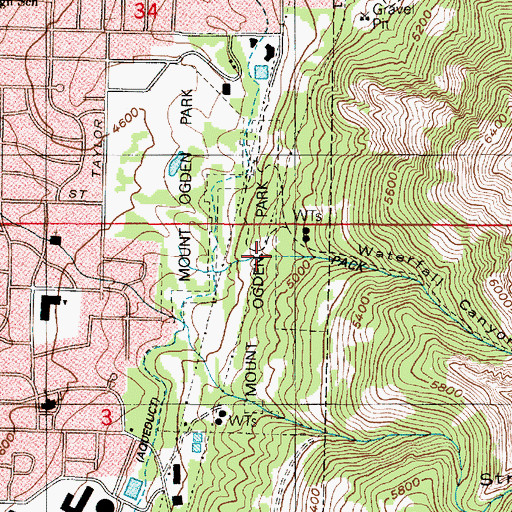 Topographic Map of Waterfall Canyon, UT