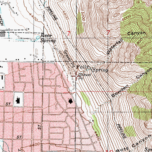 Topographic Map of Waterfall Canyon, UT