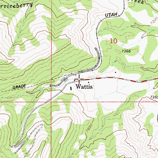 Topographic Map of Wattis, UT