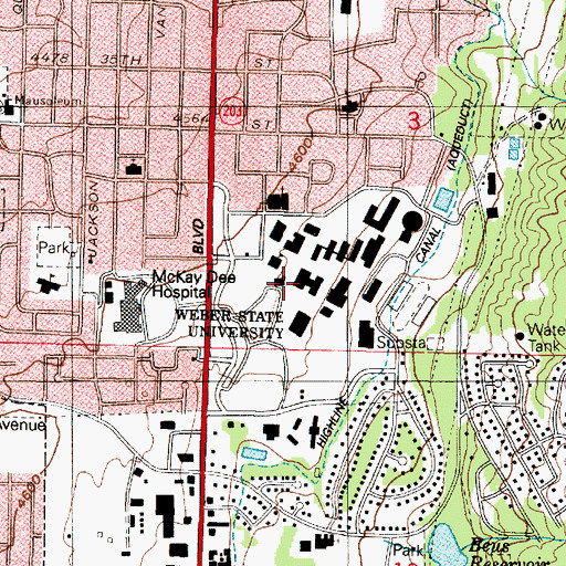 Topographic Map of Weber State University, UT