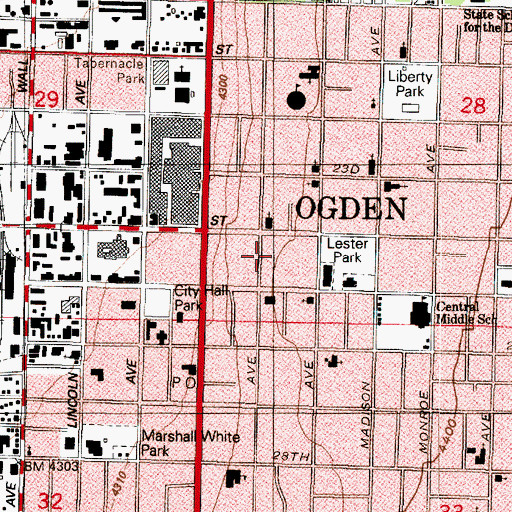 Topographic Map of Weber College, UT