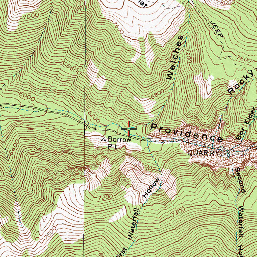 Topographic Map of Welches Hollow, UT
