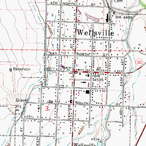Topographic Map of Wellsville, UT