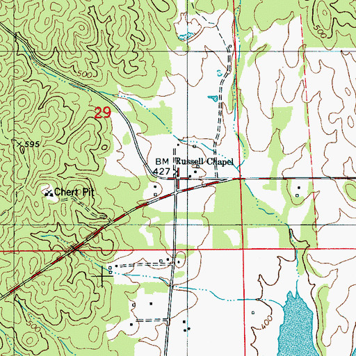 Topographic Map of Amerines Corner, AL