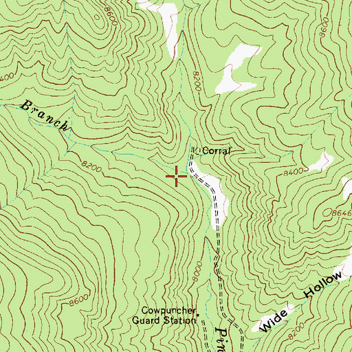 Topographic Map of West Branch Pine Creek, UT