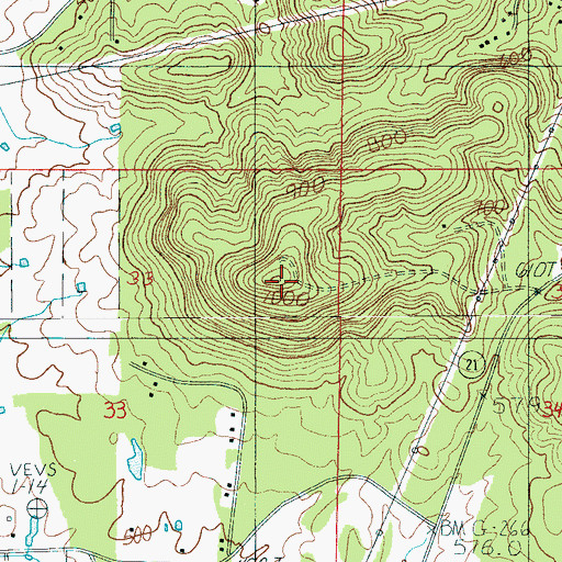 Topographic Map of Andeluvia Mountain, AL