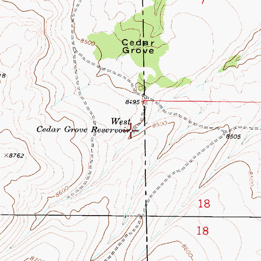 Topographic Map of West Cedar Grove Reservoir, UT