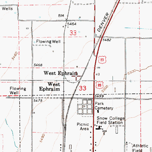 Topographic Map of West Ephraim, UT