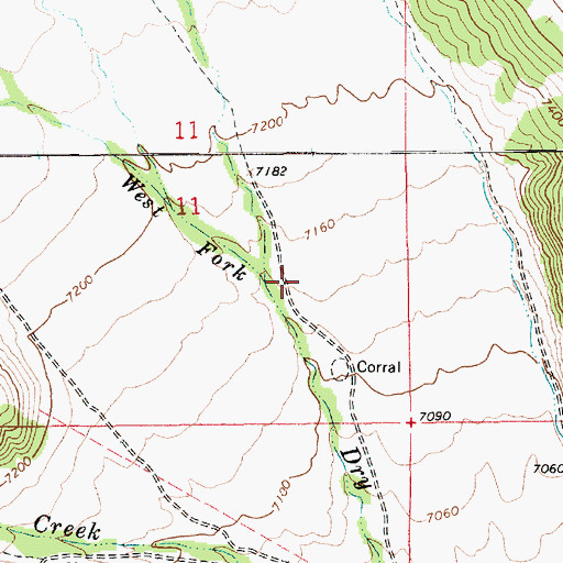 Topographic Map of West Fork Dry Gulch Creek, UT