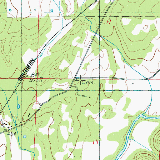 Topographic Map of Armbrester Cemetery, AL