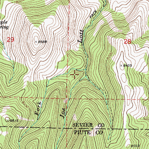 Topographic Map of West Fork Joe Lott Creek, UT