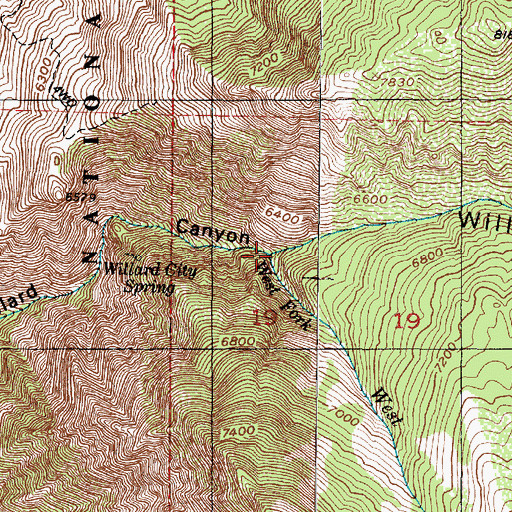 Topographic Map of West Fork Willard Creek, UT