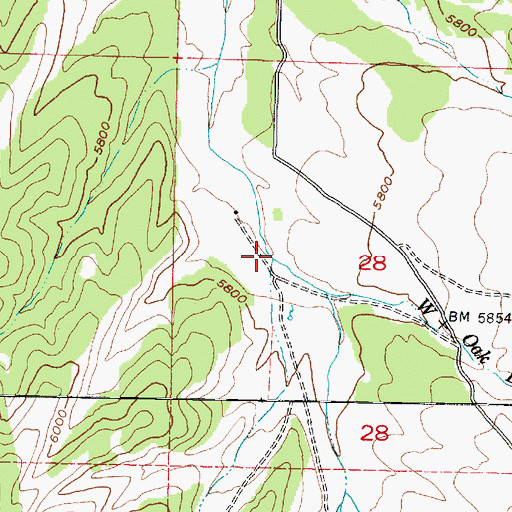Topographic Map of West Oak Brush Creek, UT